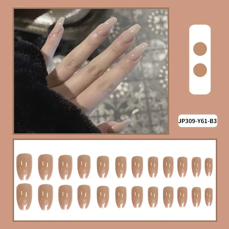 Creative Solid Color 24 Pieces Trapezoidal Nail Tips