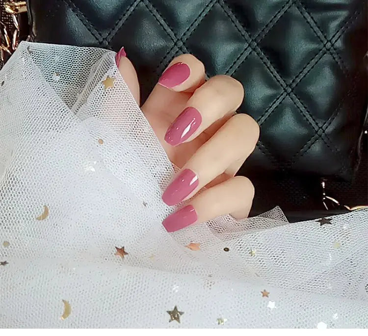 Creative Solid Color 24 Pieces Trapezoidal Nail Tips